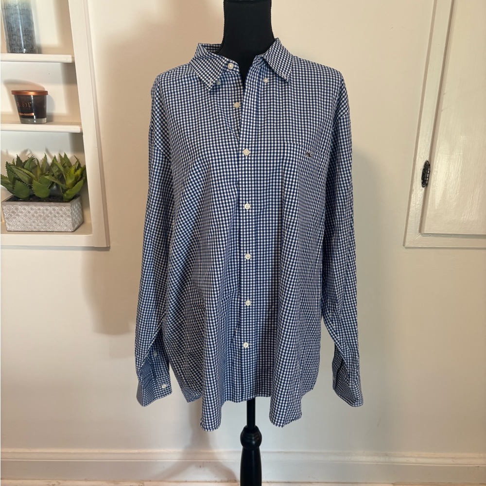 VINEYARD VINES On-The-Go brrr Gingham Shirt Men's Size XXLarge Blue Bay